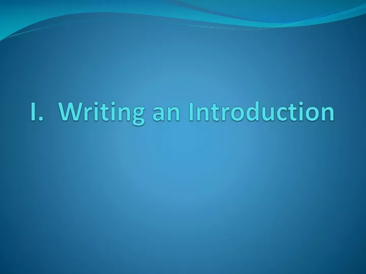 i writing an introduction