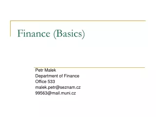 Finance (Basics)