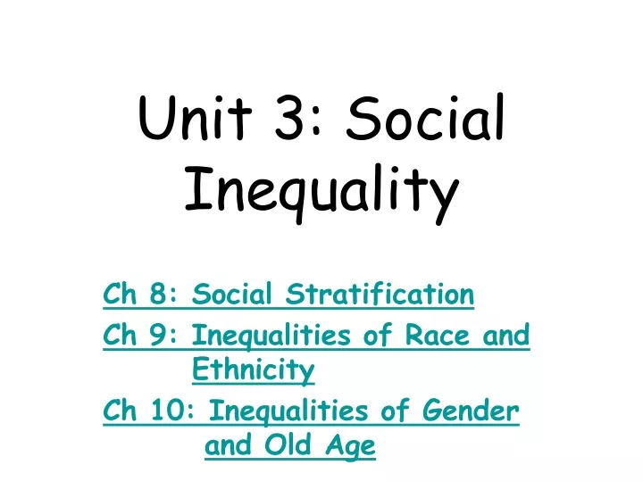 unit 3 social inequality