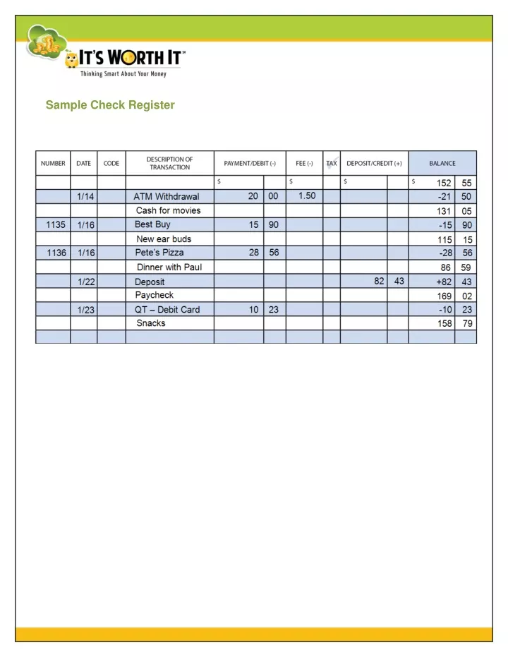 sample check register