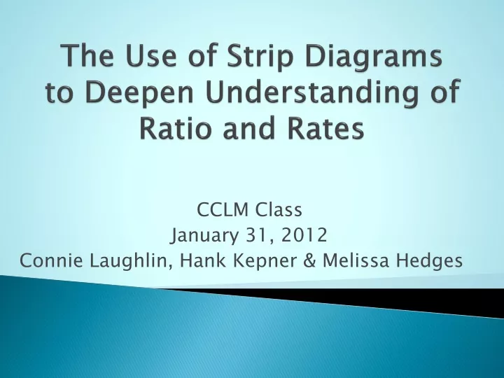 the use of strip diagrams to deepen understanding of ratio and rates