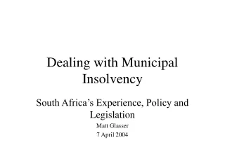 Dealing with Municipal Insolvency