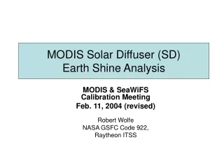MODIS Solar Diffuser (SD)  Earth Shine Analysis