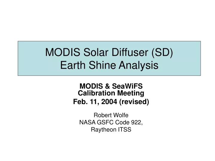 modis solar diffuser sd earth shine analysis
