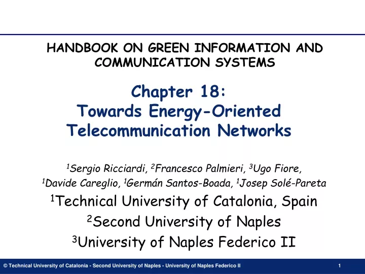 chapter 18 towards energy oriented telecommunication networks