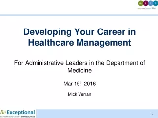 Developing Your Career in Healthcare Management