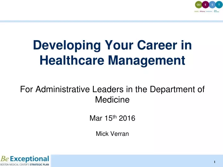 developing your career in healthcare management