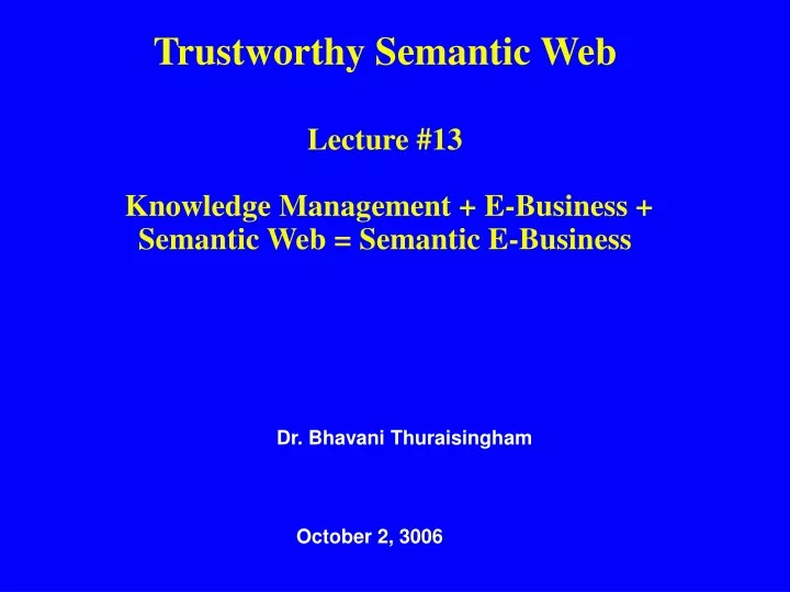 trustworthy semantic web lecture 13 knowledge