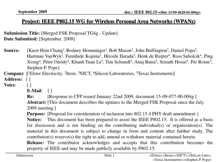 project ieee p802 15 wg for wireless personal