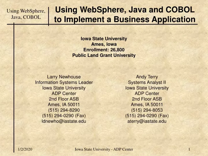 using websphere java and cobol to implement