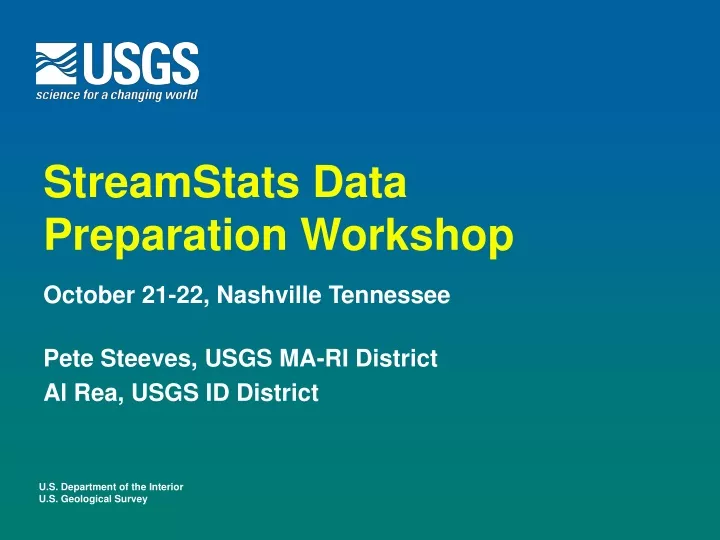 streamstats data preparation workshop
