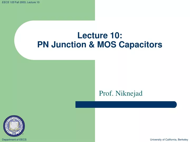 lecture 10 pn junction mos capacitors