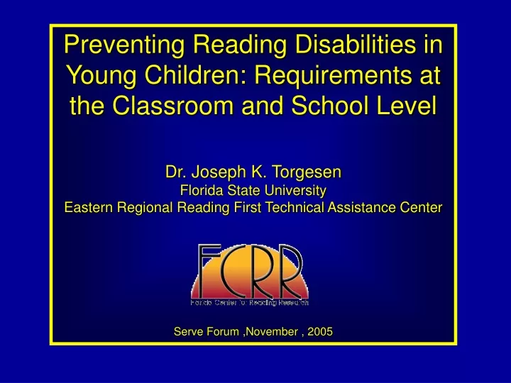 preventing reading disabilities in young children