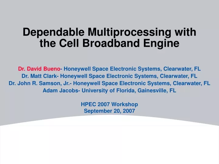 dependable multiprocessing with the cell broadband engine