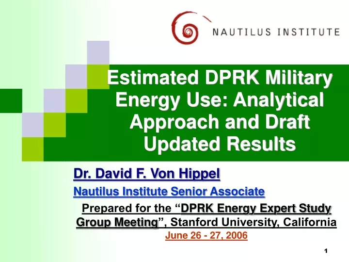 estimated dprk military energy use analytical approach and draft updated results