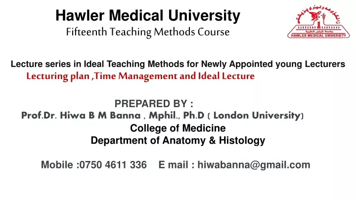 hawler medical university fifteenth teaching