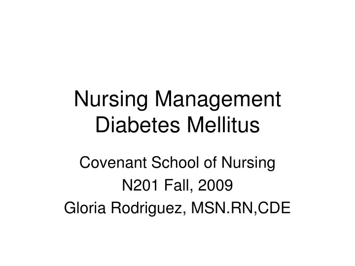 nursing management diabetes mellitus