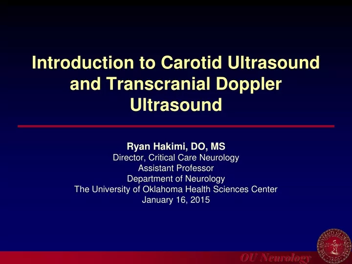 introduction to carotid ultrasound and transcranial doppler ultrasound