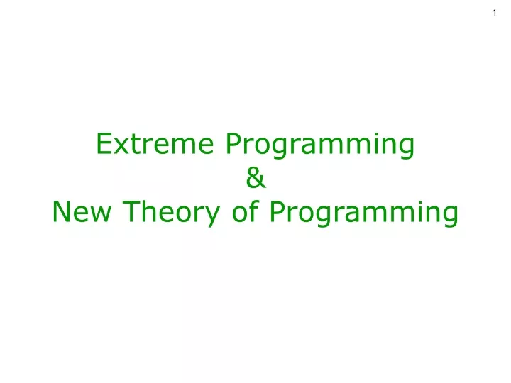 extreme programming new theory of programming