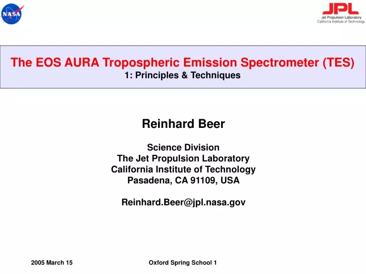 the eos aura tropospheric emission spectrometer