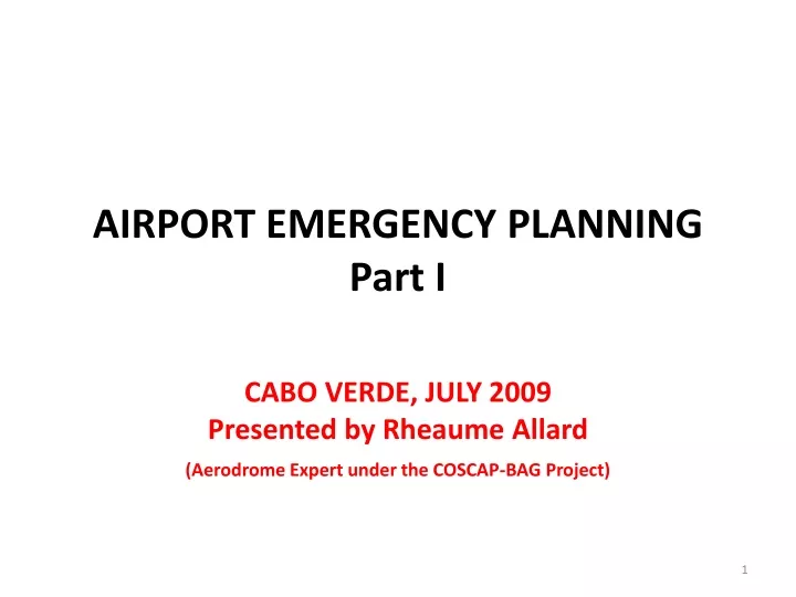 airport emergency planning part i