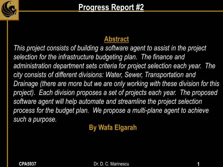 progress report 2