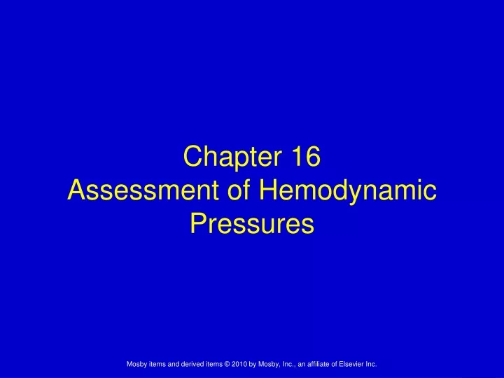 chapter 16 assessment of hemodynamic pressures