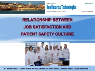 RELATIONSHIP BETWEEN  JOB SATISFACTION AND PATIENT  SAFETY CULTURE