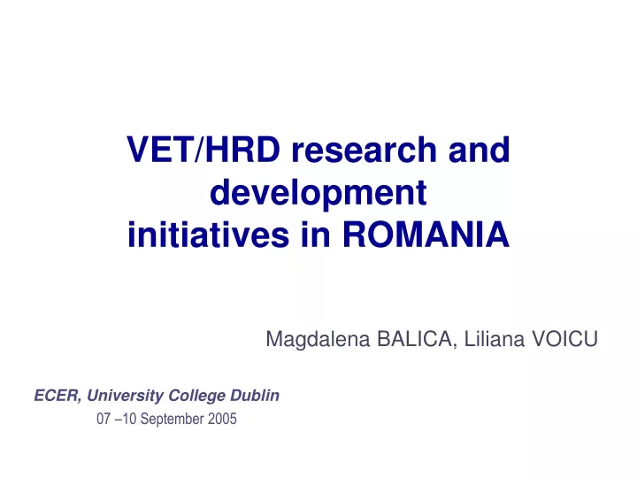 vet hrd research and development initiatives in romania