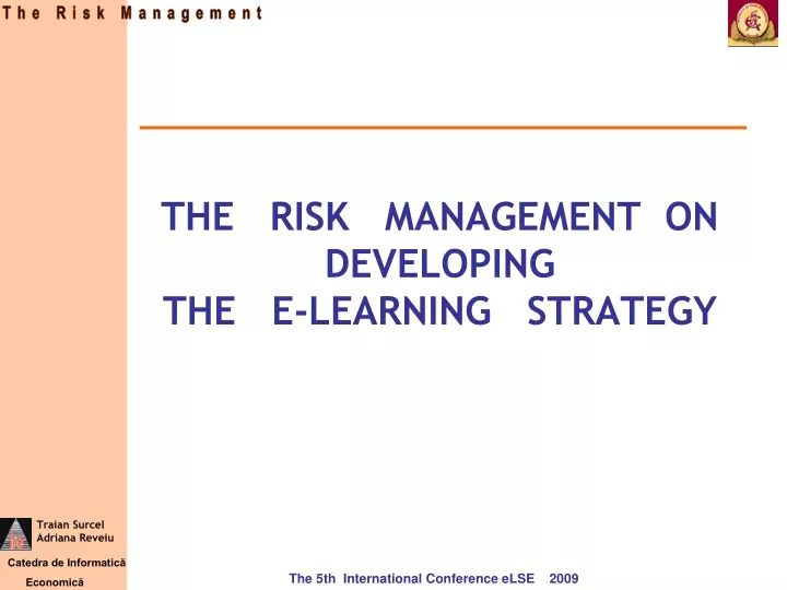 the risk management on developing the e learning strategy
