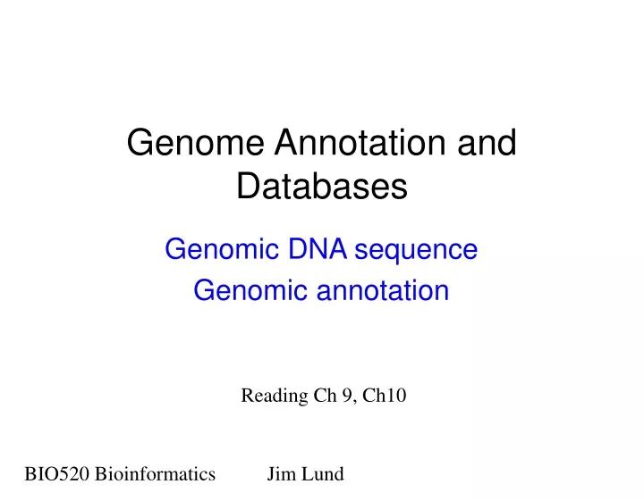 genome annotation and databases