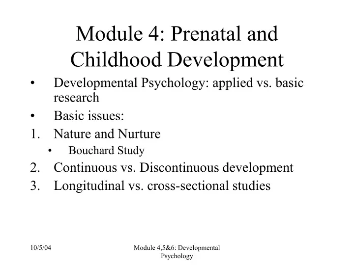module 4 prenatal and childhood development