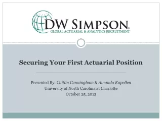 Securing Your First Actuarial Position ________________________________________________________