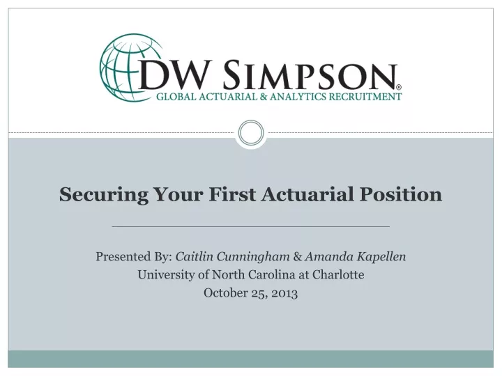 securing your first actuarial position presented