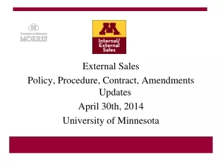 External Sales Policy, Procedure, Contract, Amendments Updates April 30th, 2014