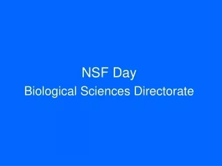 NSF Day Biological Sciences Directorate