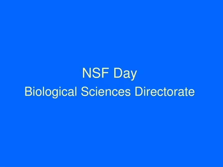 nsf day biological sciences directorate