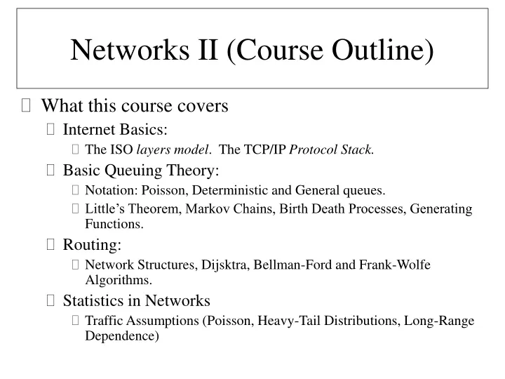 networks ii course outline