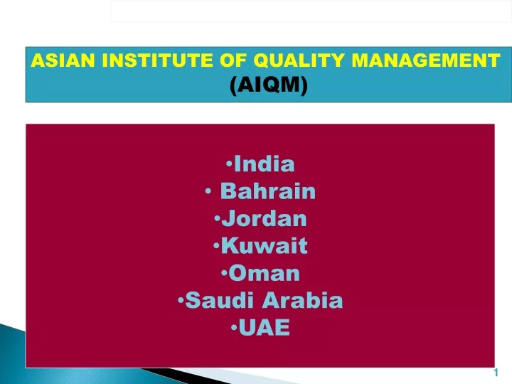 asian institute of quality management aiqm