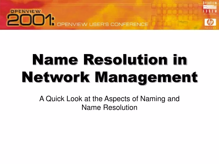 name resolution in network management
