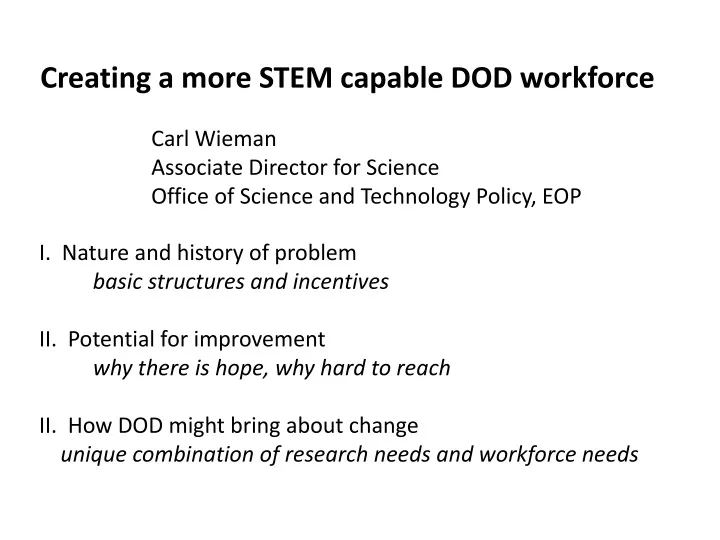 creating a more stem capable dod workforce