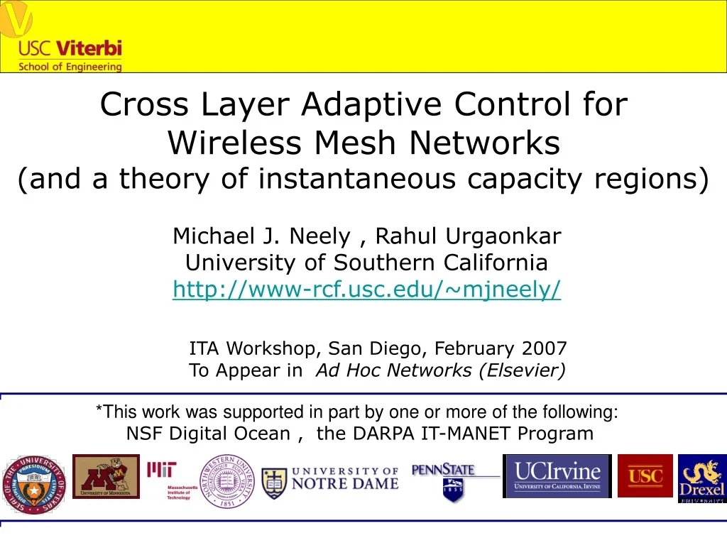 PPT - Cross Layer Adaptive Control for Wireless Mesh Networks ...