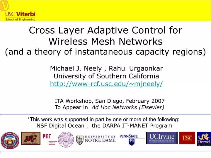 cross layer adaptive control for wireless mesh