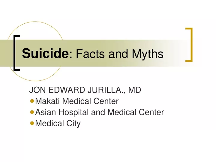 suicide facts and myths