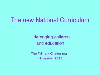 The new National Curriculum