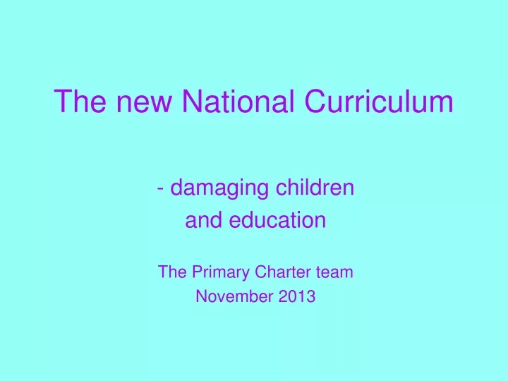the new national curriculum