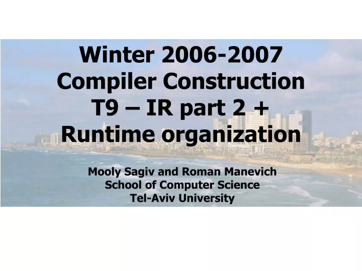 winter 2006 2007 compiler construction t9 ir part