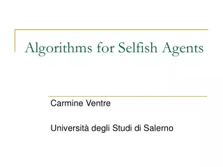 Algorithms for Selfish Agents