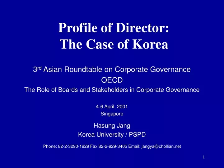 profile of director the case of korea