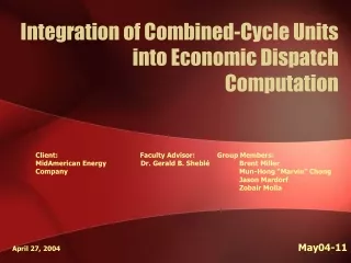 Integration of Combined-Cycle Units 	into Economic Dispatch Computation